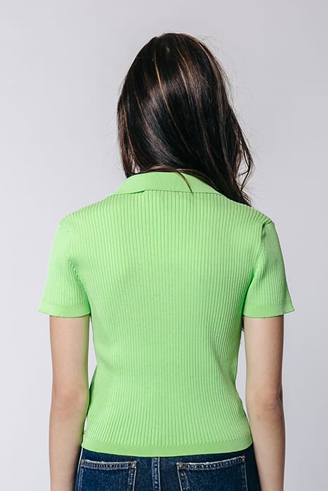 NORA FINE KNIT CROPPED POLO MINT 2