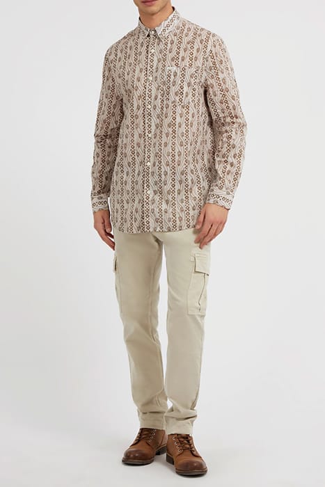 GUESS ECO LS COLLINS AOP SHIRT BEIGE BOHEMIAN PRINT 3