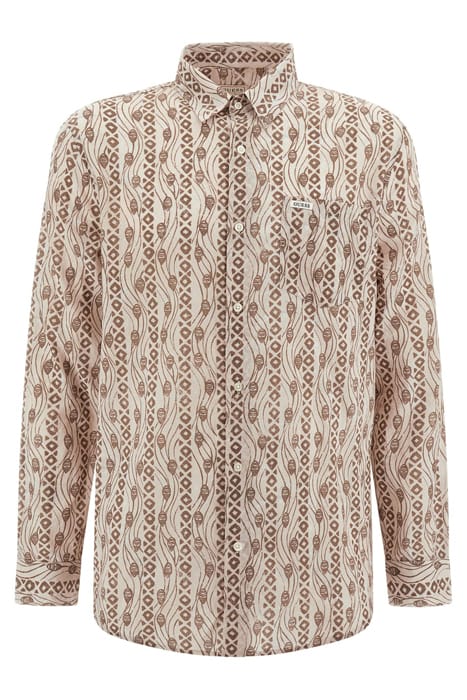 GUESS ECO LS COLLINS AOP SHIRT BEIGE BOHEMIAN PRINT 4