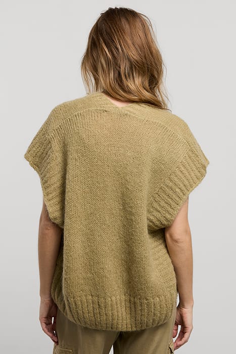 SLEEVELESS CARDIGAN MOHAIR BLEND KNIT GREEN LENTIL 2