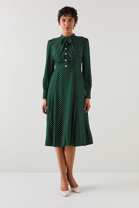 MORTIMER TIE MIDI DRESS GREEN 2