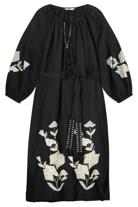DRESS LINNEN HEAVY EMBROIDERY BLACK 3