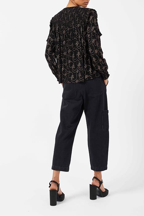 STELLAR FOIL LS RND NECK TOP BLACK 3