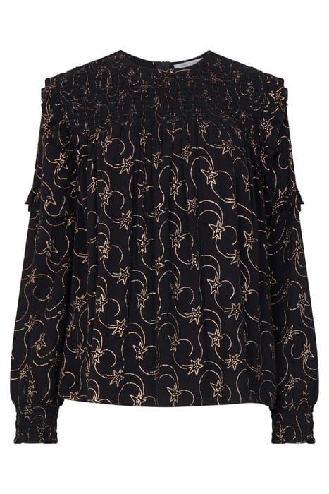STELLAR FOIL LS RND NECK TOP BLACK 4
