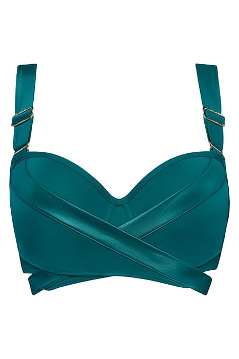 CACHE COEUR QUETZAL GREEN PLUNGE BALCONY BIKINI TOP 2