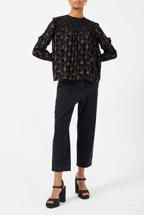 STELLAR FOIL LS RND NECK TOP BLACK 2
