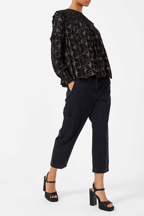 STELLAR FOIL LS RND NECK TOP BLACK 5
