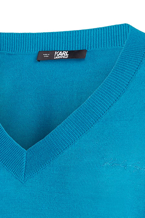 LIGHT WEIGHT KNIT V NECK ESCALE BLUE 3