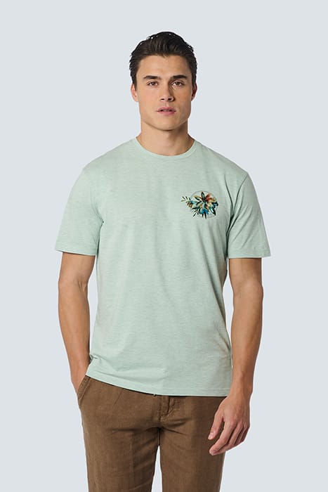 T-SHIRT CREWNECK MELANGE GARMENT DYED PLACED PRINT MINT 1