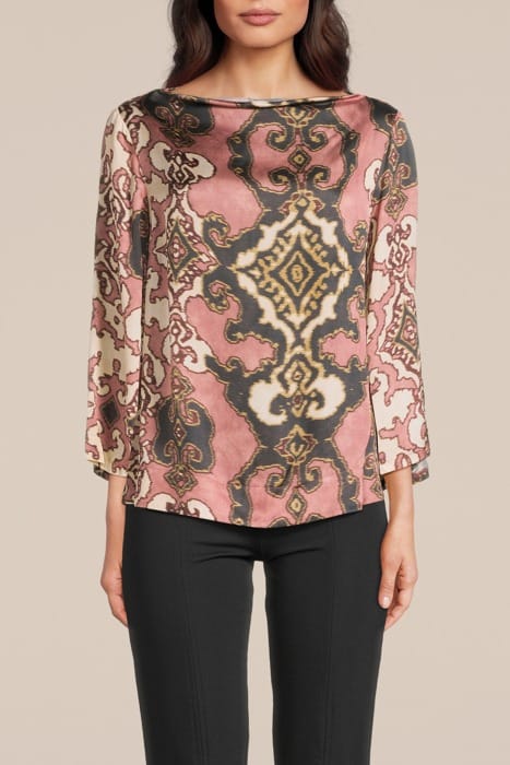 TOP FLARE SLEEVES ORNAMENT PRINT ANTIQUE PINK 1