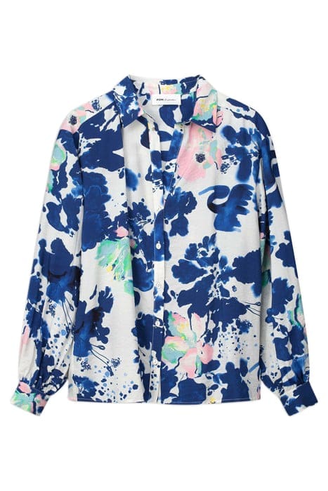 BLOUSE - VIOLET CRANE BIRDS BLUE 4