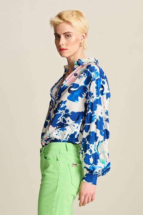 BLOUSE - VIOLET CRANE BIRDS BLUE 6