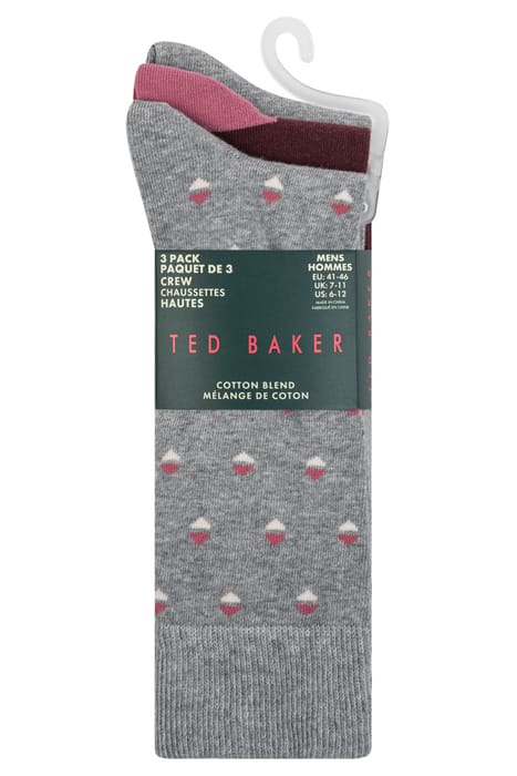 3PK MENS NON TERRY CREW MEDIUM GREY 6