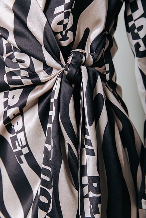 LEA ZEBRA WRAP MIDI DRESS SAND 7