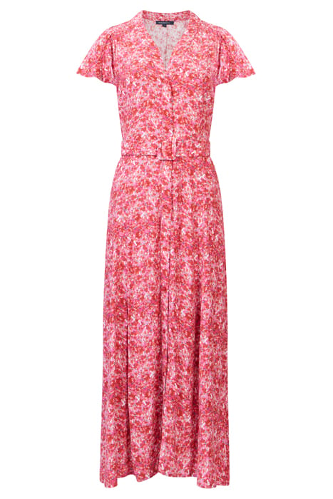 FRENCH CONNECTION CASS DELPHINE SS V NK MIDI DRESS TRUE RED  3