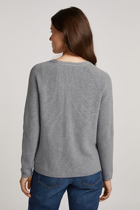 CO CARDI STITCH V-NECK STANDARD FIT MEDIUM GREY 2
