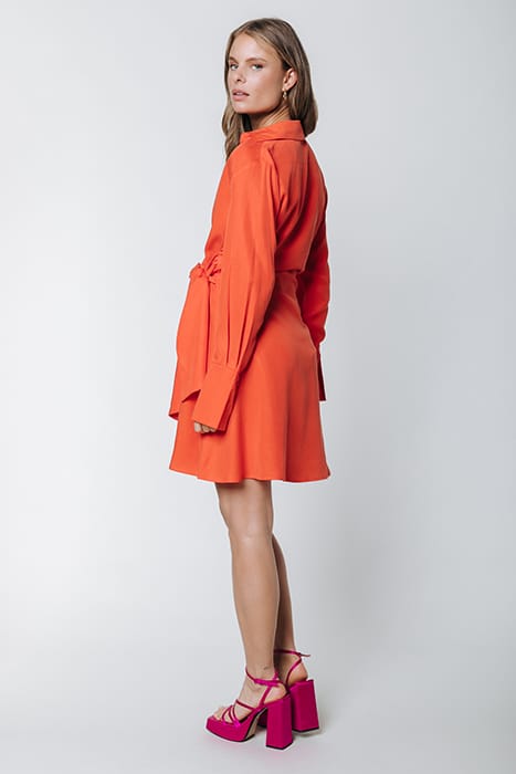 HETTE UNI WRAP MINI DRESS BRIGHT ORANGE 5