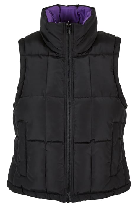 LADIES REVERSIBLE CROPPED PUFFER VEST BLACK/REALVIOLET 4