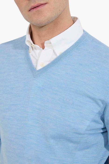 FINE MERINO V-NECK SWEATER LIGHT BLUE 6