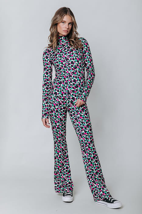 CUTE FLOWER PEACHED EXTRA FLARE PANTS MULTICOLOR 2