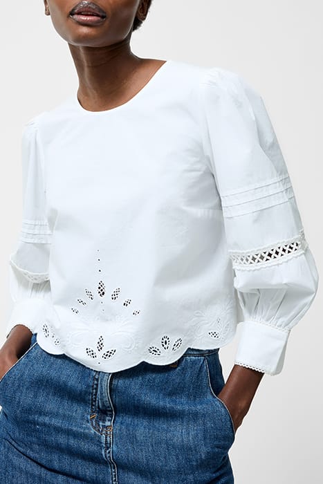 BRODERIE BORDER TOP SZ18 LINEN WHITE 1