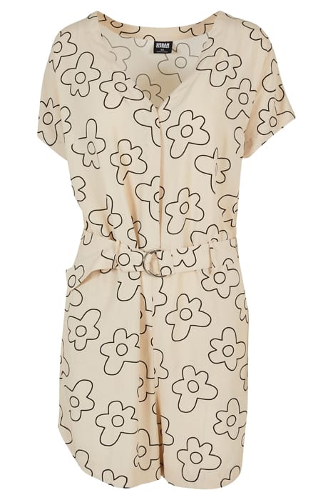 LADIES SHORT VISCOSE BELT JUMPSUIT SOFTSEAGRASSFLOWER 4
