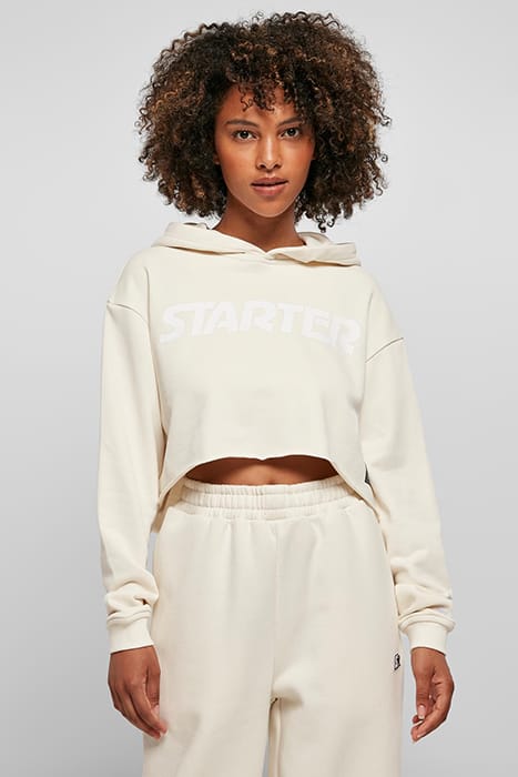 LADIES STARTER CROPPED HOODY PALEWHITE 1