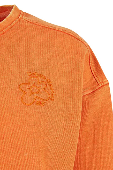 LADIES CROPPED FLOWER EMBROIDERY TERRY CREWNECK VINTAGEORANG 9