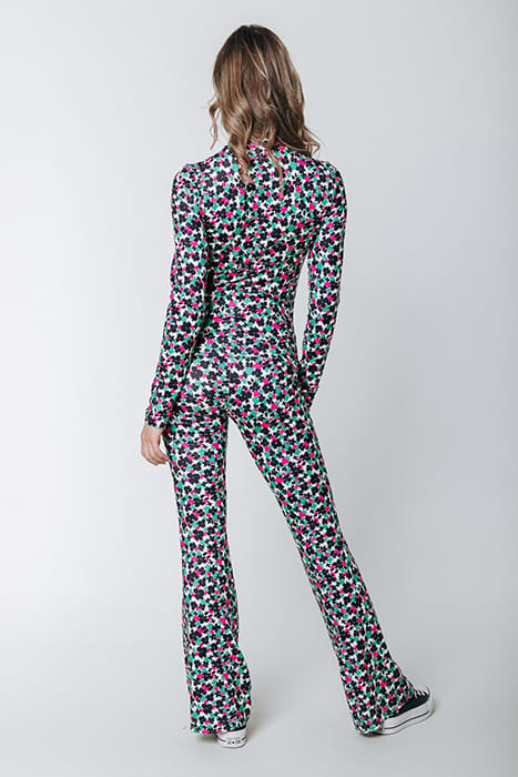 CUTE FLOWER PEACHED EXTRA FLARE PANTS MULTICOLOR 3