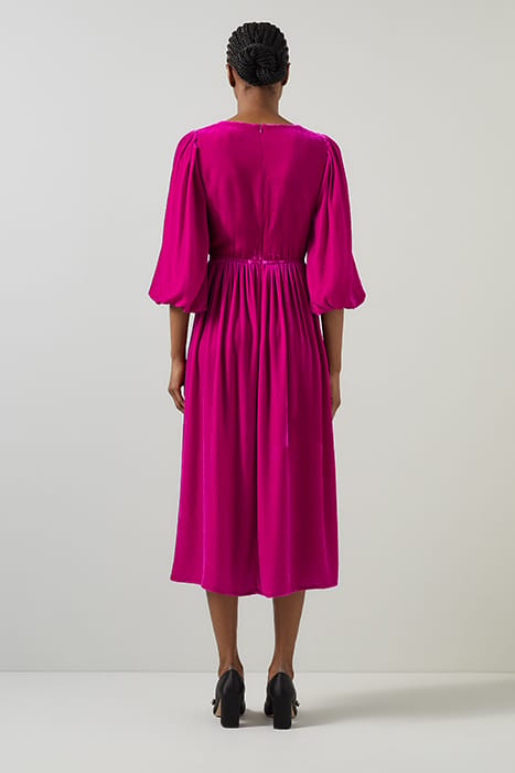 CALLISTA VELVET MIDI DRESS BRIGHT PINK 2