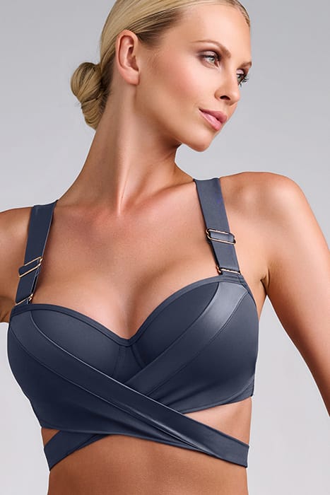 CACHE COEUR STEEL GREY PLUNGE BALCONY BIKINI TOP 1
