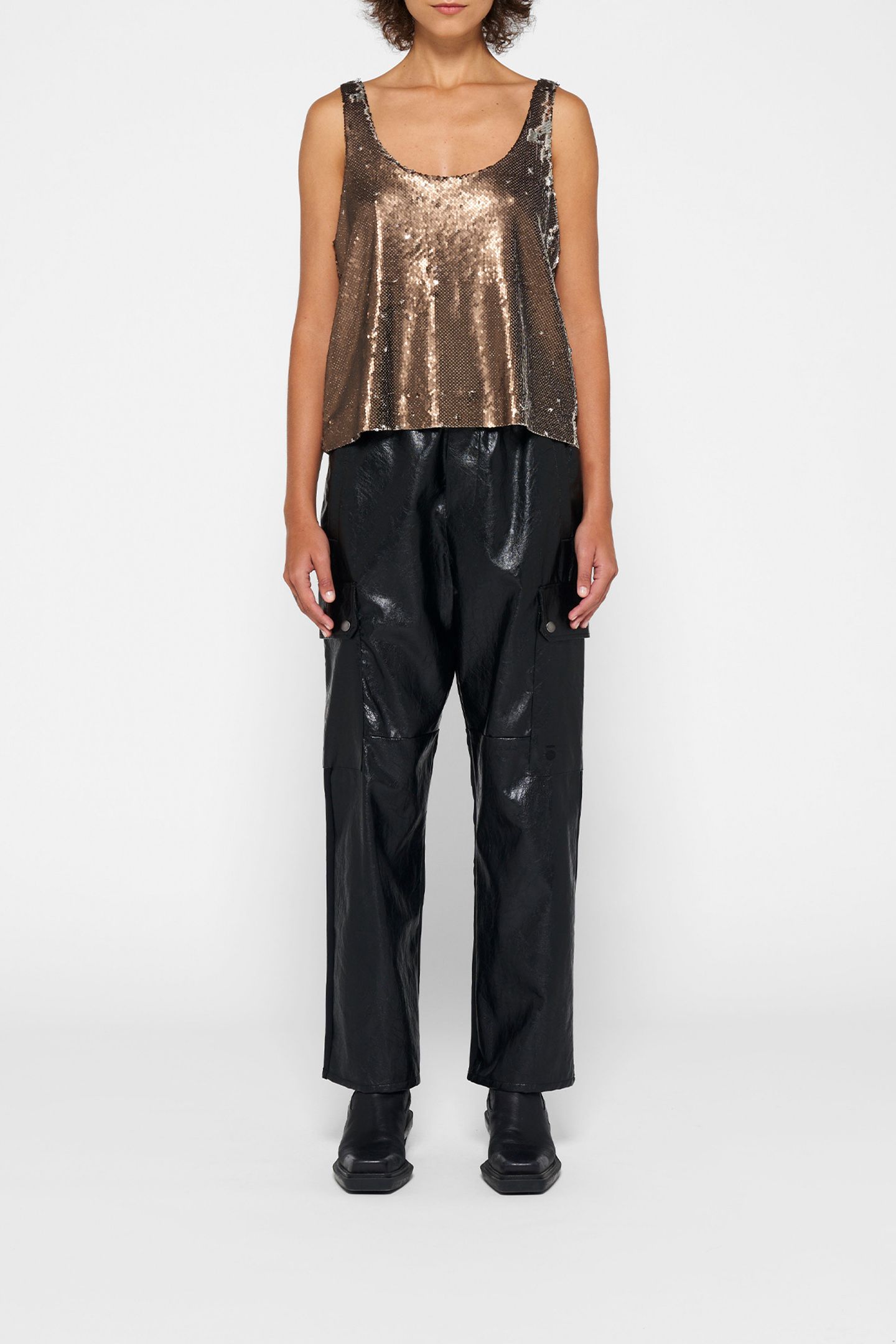 TOP SEQUINS WARM TAUPE 2