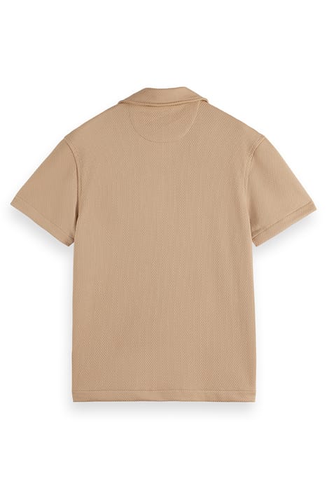 SS POPCORN JERSEY CAMP SHIRT LT PASTEL BROWN 2