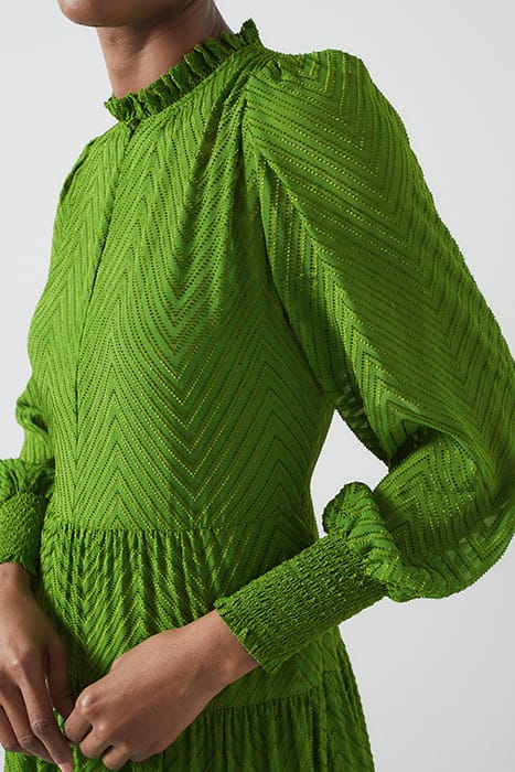 FLORA CHEVRON MIDI DRESS BRIGHT GREEN 5