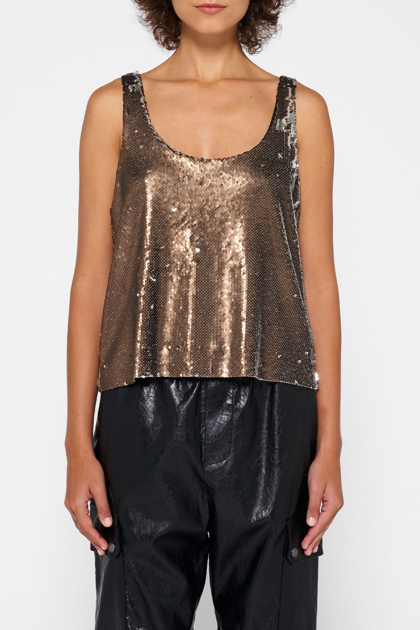 TOP SEQUINS WARM TAUPE 1