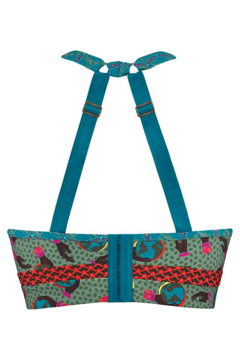 GAIA BLUE AND GREEN PLUNGE BALCONY BRA 4