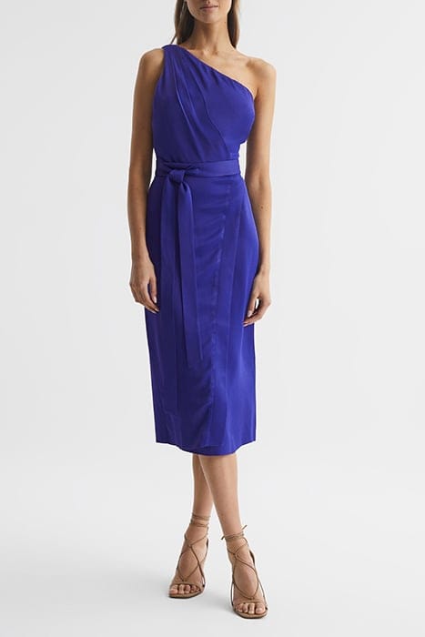 FLORA SATIN MIDI DRESS — ONE SHOULDER 1