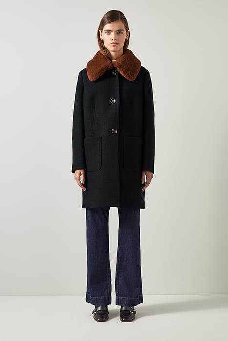 ASTER BOUCLE SINGLE BREASTED COAT BLACK 2