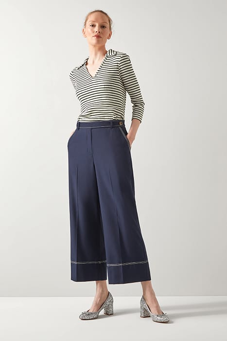 SOPHIA CROP WIDE-LEG & FLARED JEANS  NAVY/CREAM 1