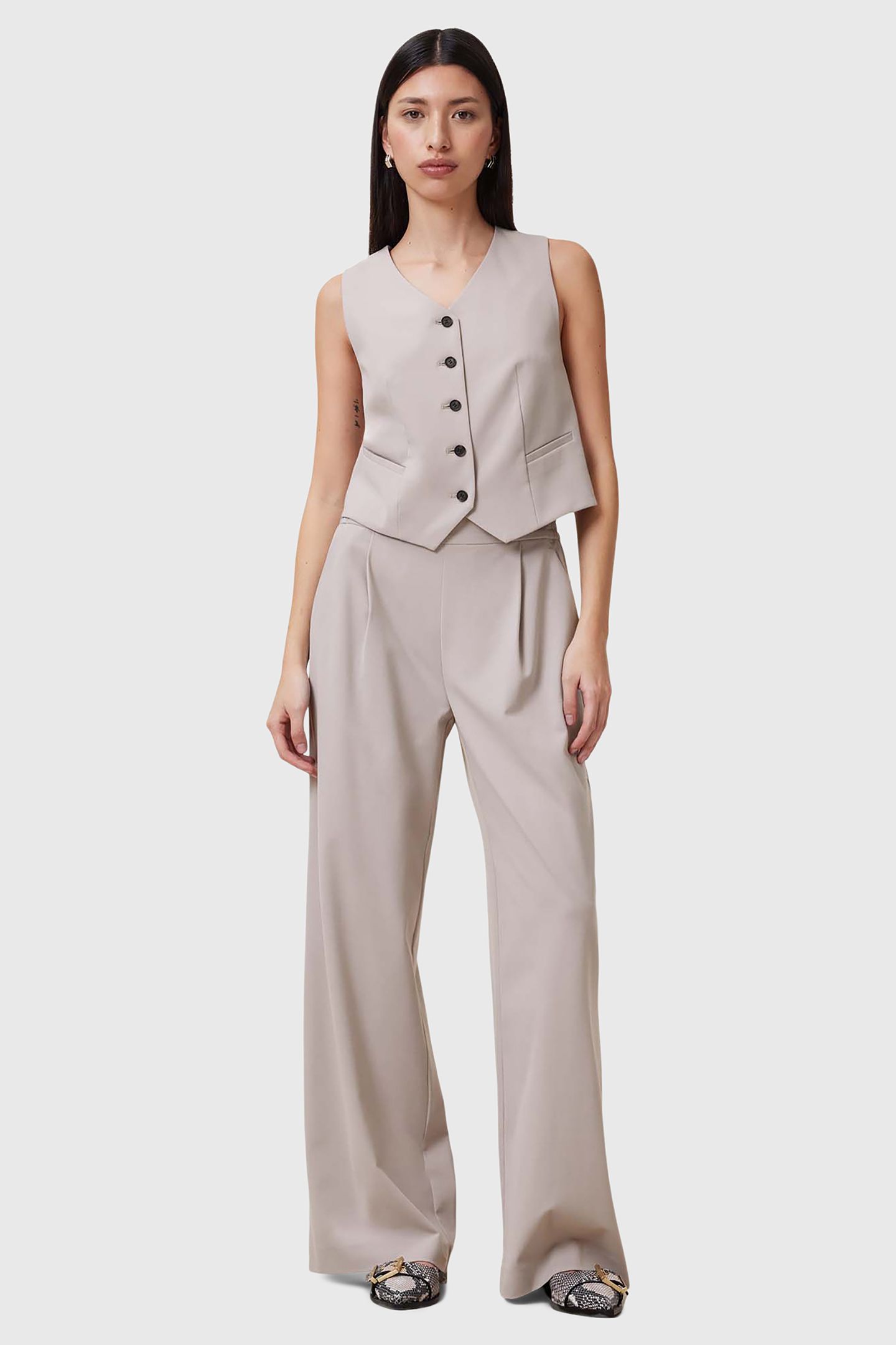 ALEIDA TRI WAISTCOAT GREIGE BROWN 3
