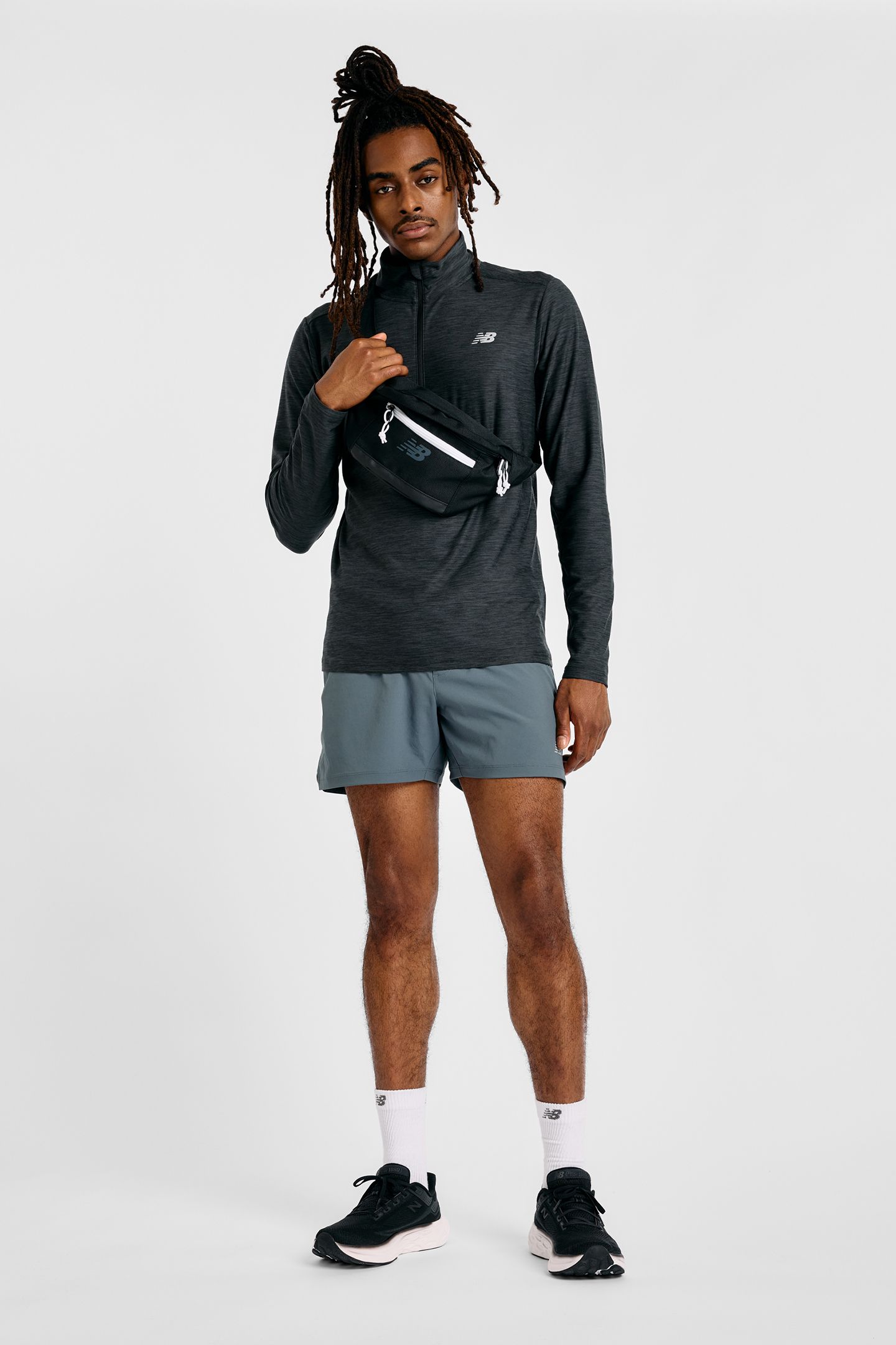 SPORTS 1/4 ZIP LONG SLEEVE TOP IN BLACK SPACE DYE 3