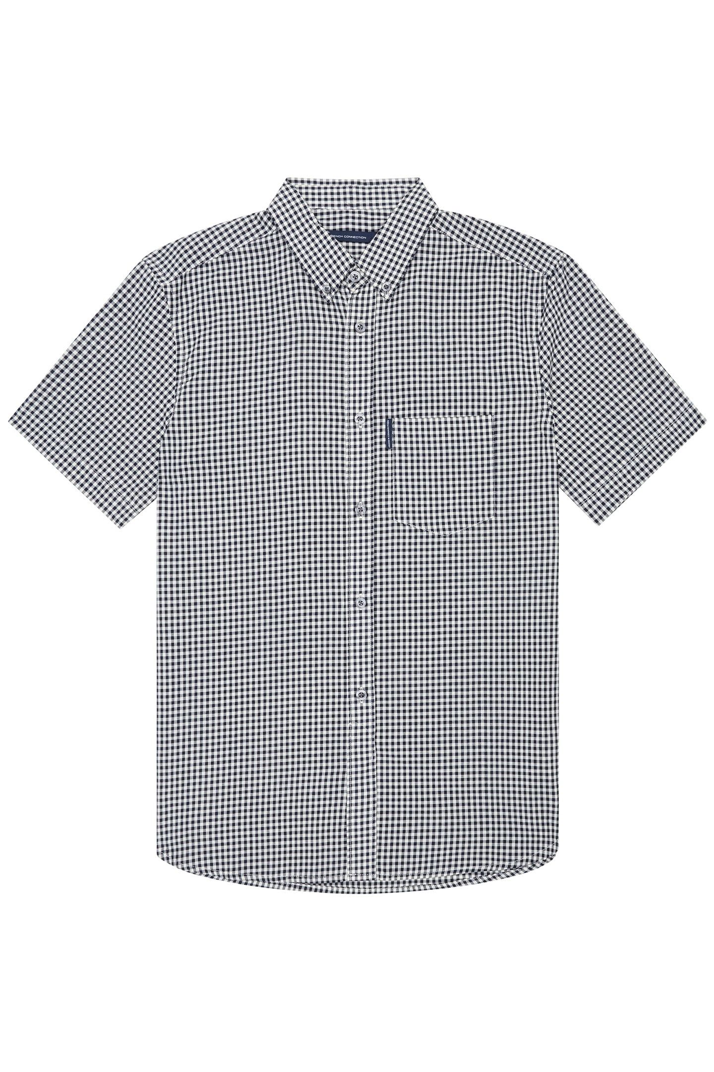 GINGHAM POCKET S/S MARINE/ECRU 1