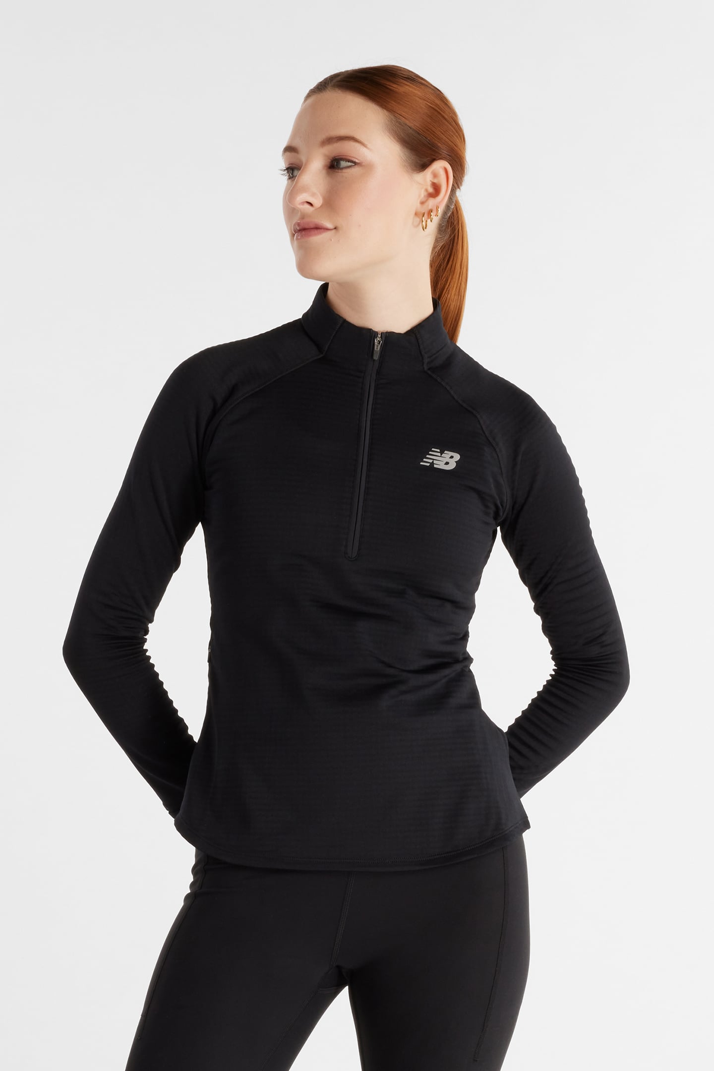 ATHLETICS HEAT GRID 1/2 ZIP TOP IN BLACK 1