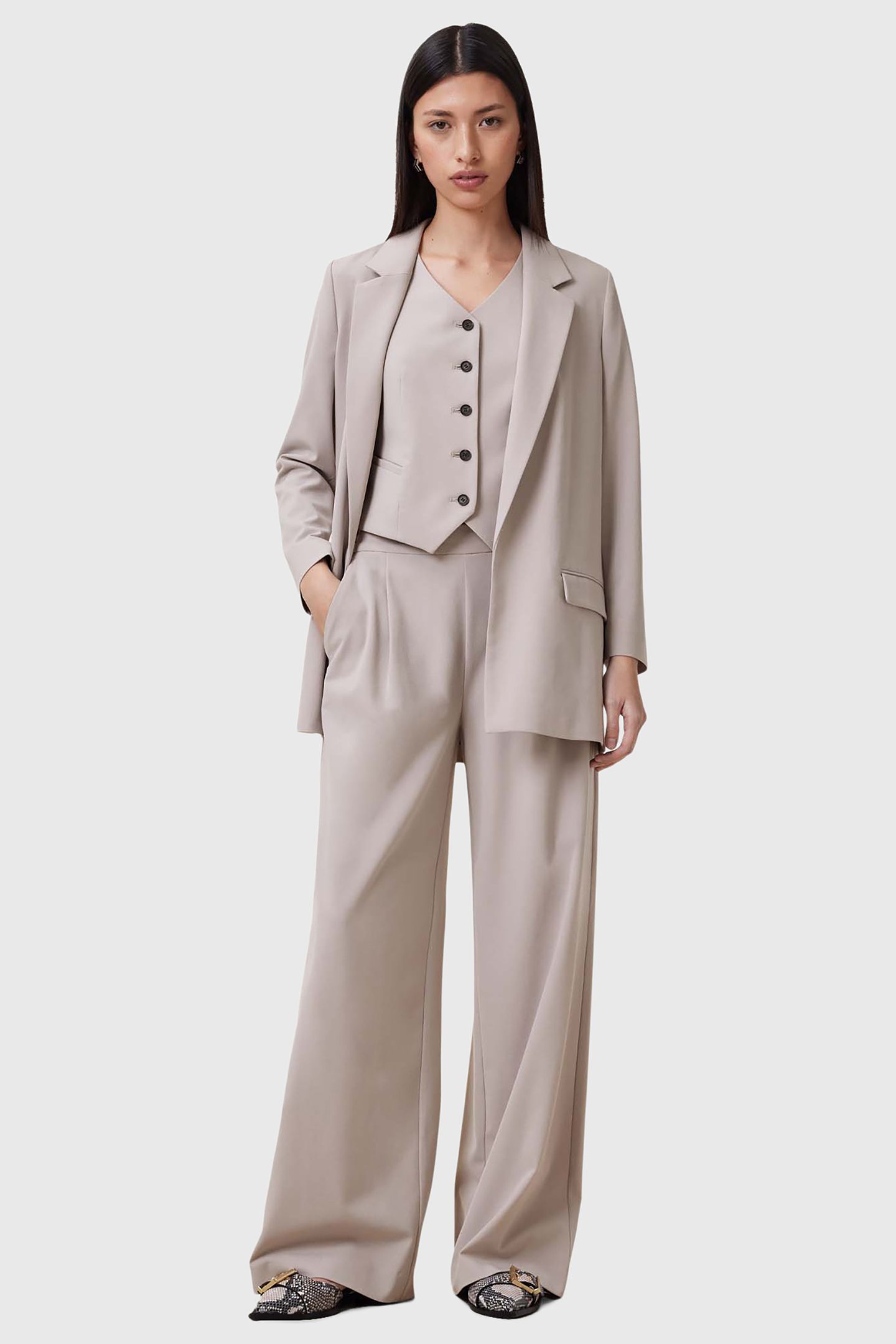ALEIDA TRI WAISTCOAT GREIGE BROWN 5