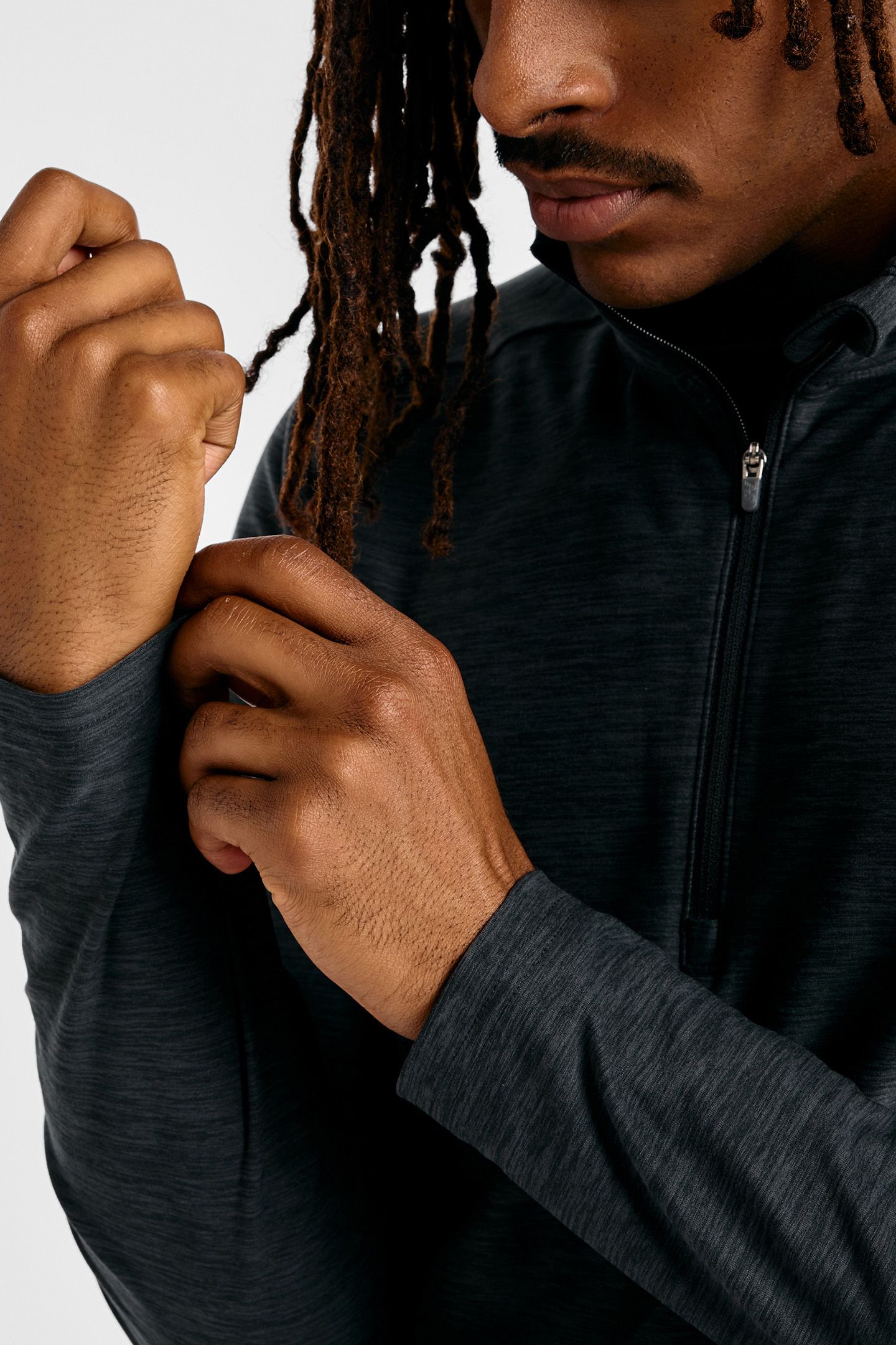 SPORTS 1/4 ZIP LONG SLEEVE TOP IN BLACK SPACE DYE 8