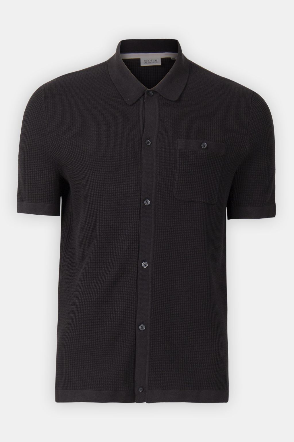 SS BUTTON FRONT CHEST POCKET SWEATER BLACK GREY 3