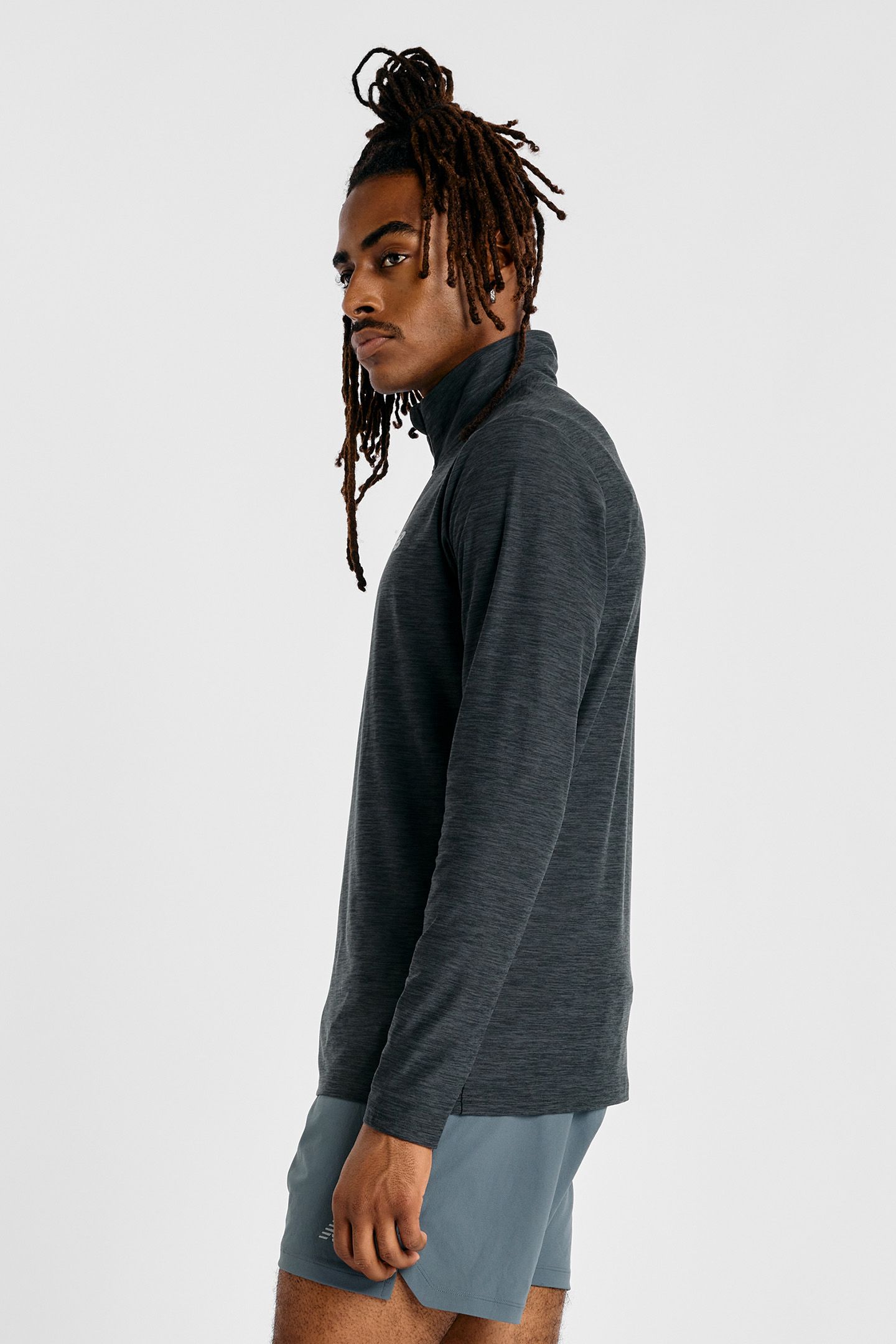 SPORTS 1/4 ZIP LONG SLEEVE TOP IN BLACK SPACE DYE 5