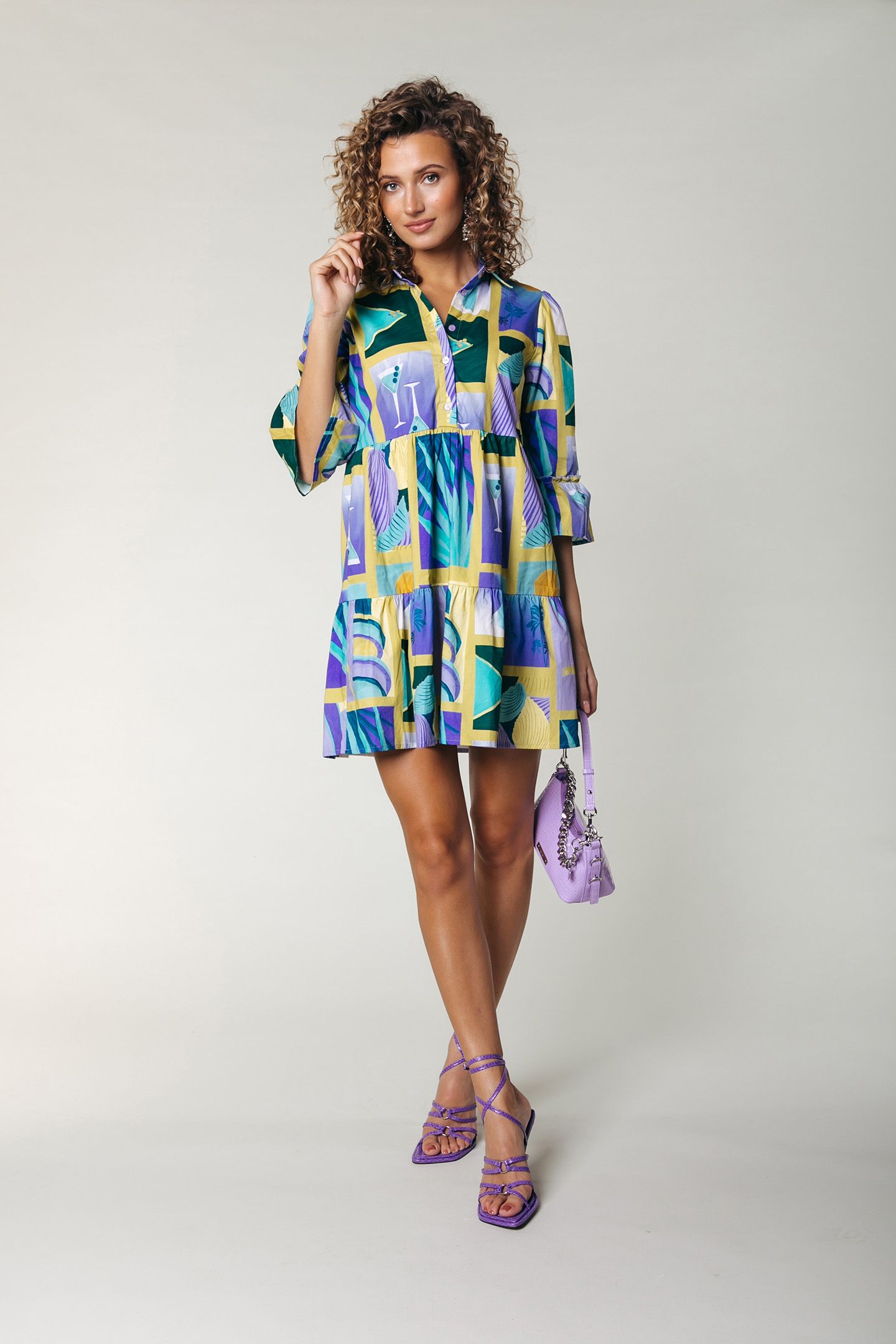 SUMMER SCENERY RUFFLE DRESS MULTICOLOR 1