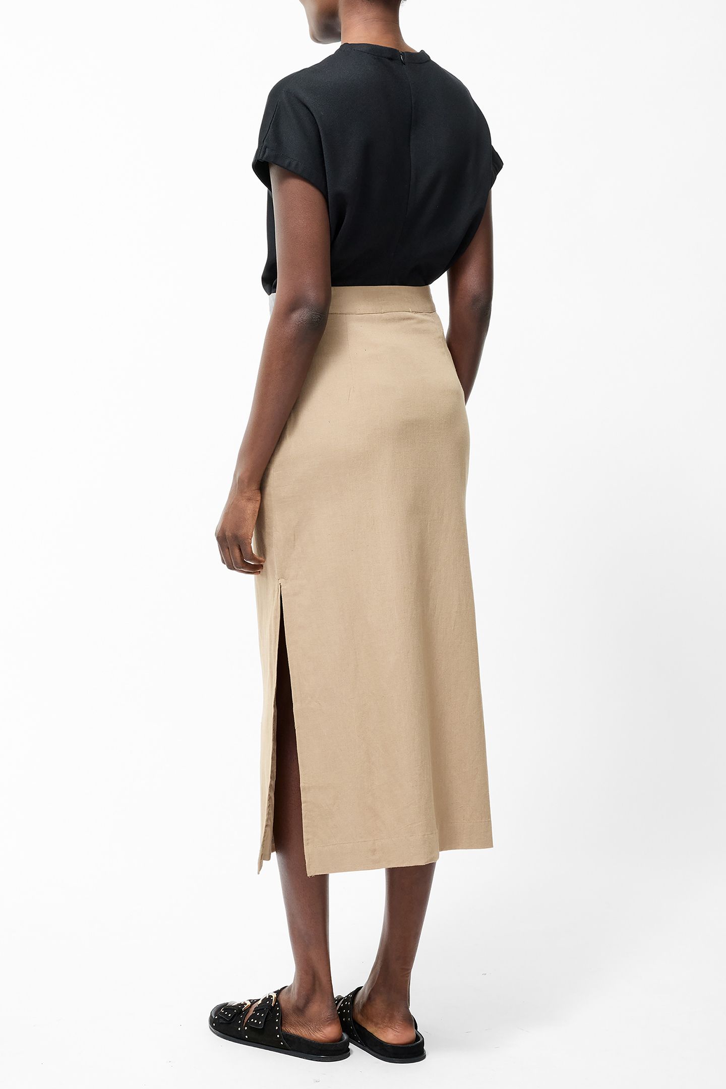 LINEN COLUMN MIDI SKIRT INCENSE 3