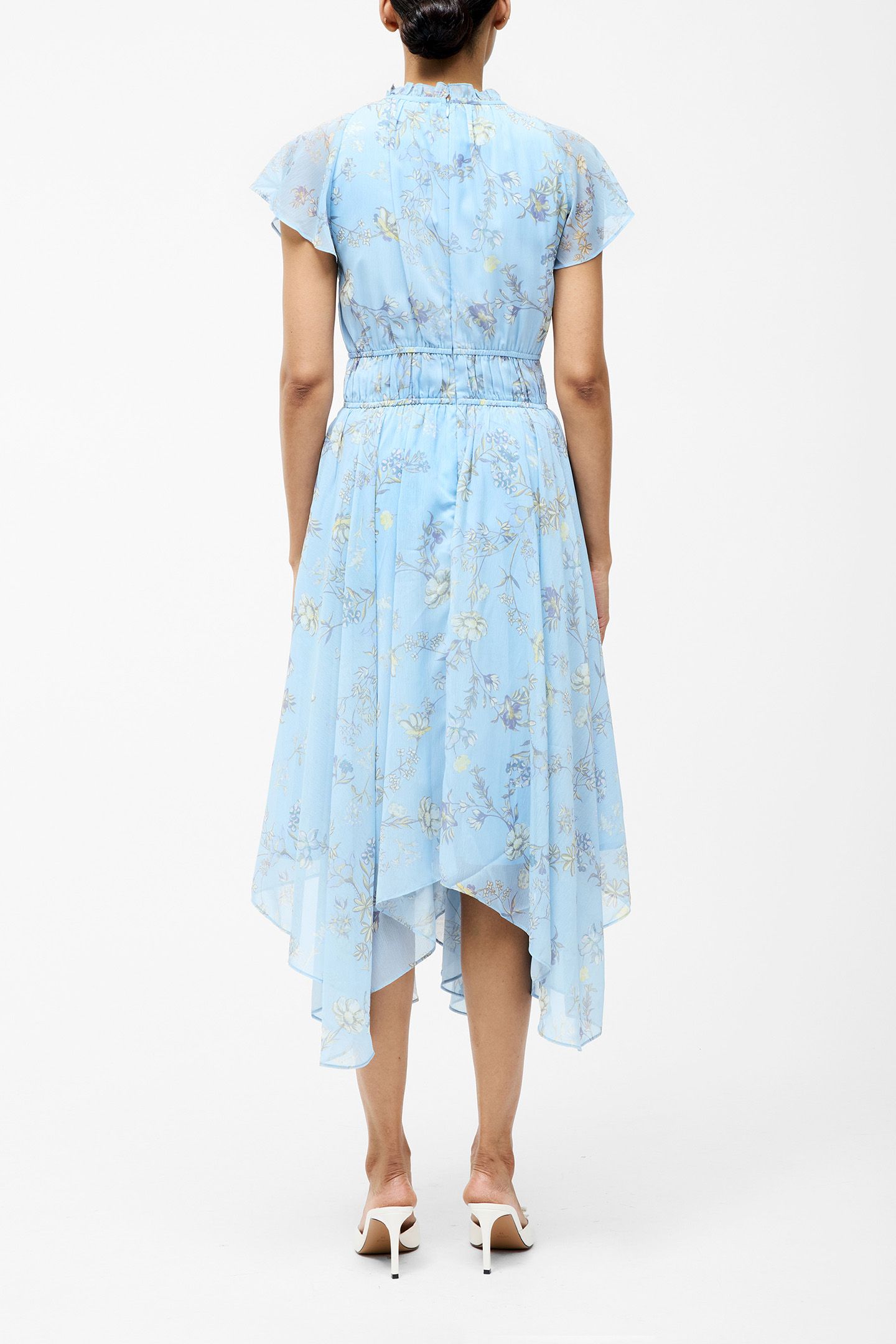 DIANA GATHERED FLOWING DRESS CASHMERE BLUE 2